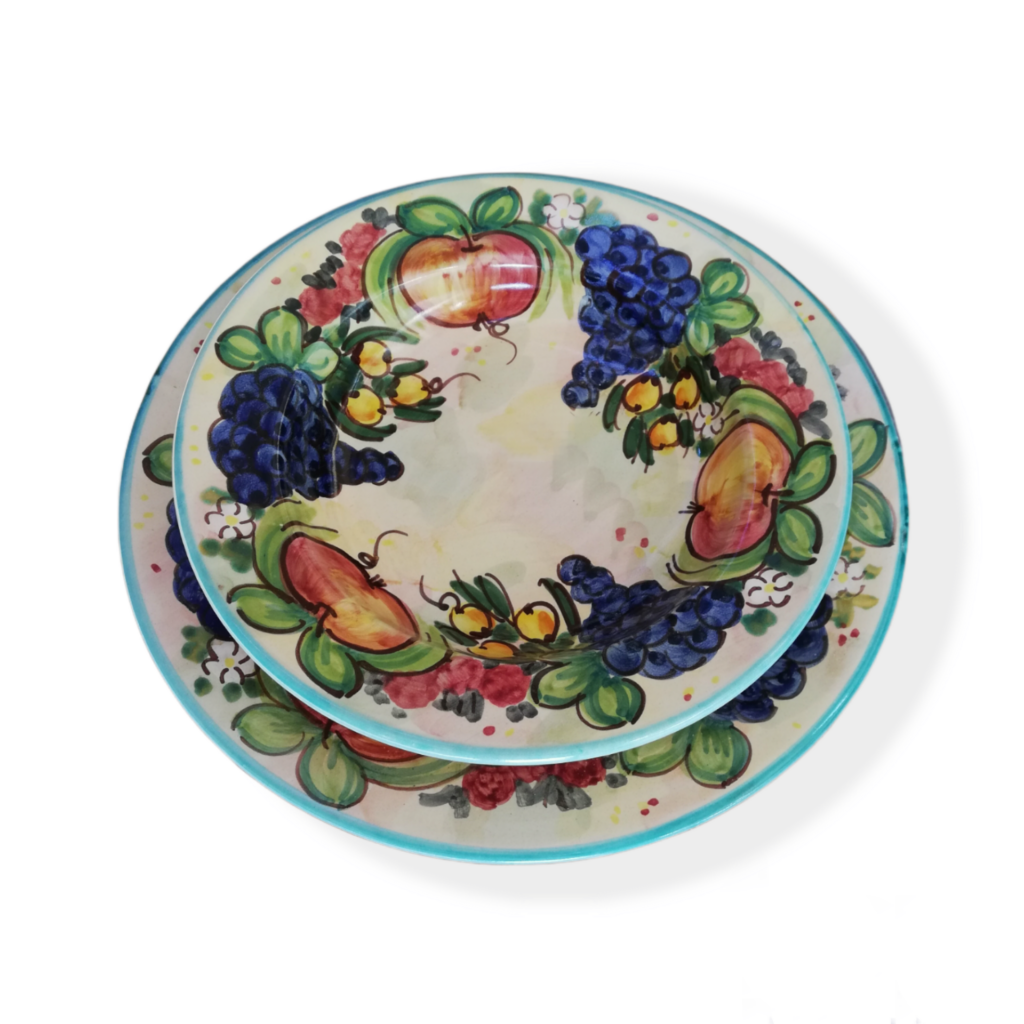 Set piatti in ceramica decoro frutta