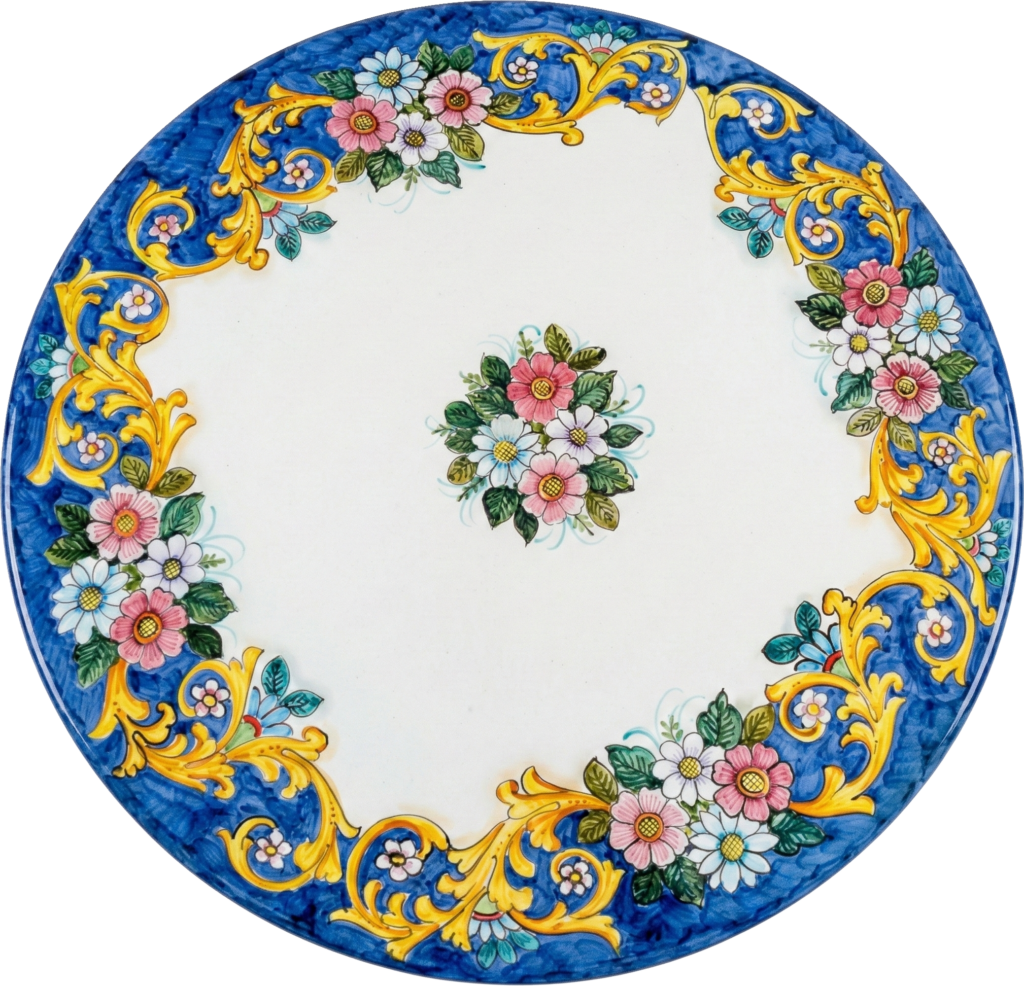 Tavolo in pietra lavica barocco e fiori