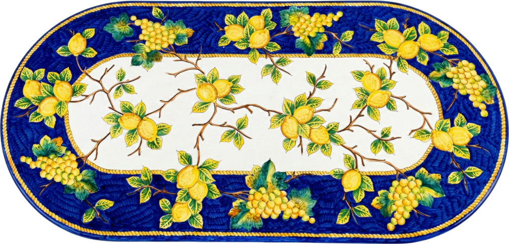 Tavolo in Pietra Lavica decoro Tramonti